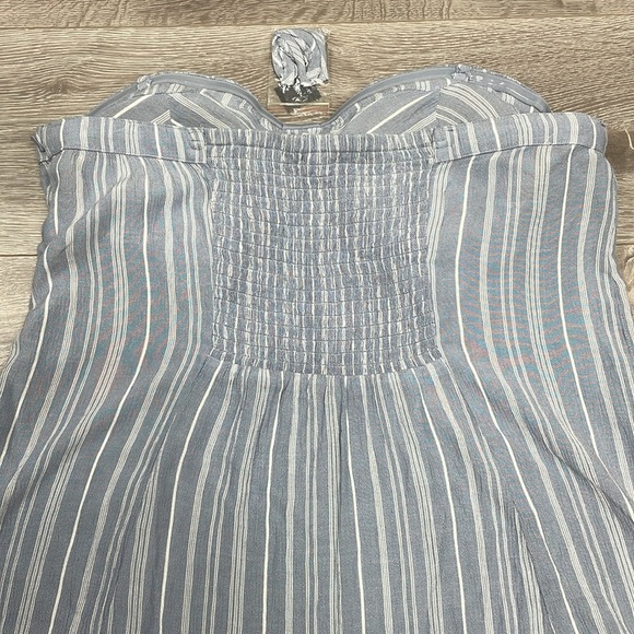 American Eagle Outfitters Blue and White Striped Chambray Strapless Dress XL - Picture 12 of 16